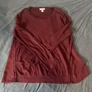 Loft Burgundy Long Sleeve Top
